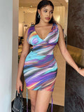 Sleeveless Tie Dye Bodycon Mini Dresses