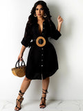 Half Sleeve Button Down Shirt Midi Dresses