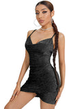 Glitter Sleevesless Backless Bodycon Mini Dresses