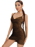 Glitter Sleevesless Backless Bodycon Mini Dresses