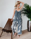 Suspender Wide Leg Casual Printed Jumpsuits