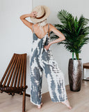 Suspender Wide Leg Casual Printed Jumpsuits