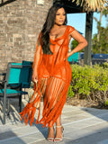 Tassel Hollow Out Fringed Beach Maxi Dresses