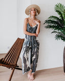 Suspender Wide Leg Casual Printed Jumpsuits