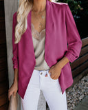 Fashionable Long Sleeve Open Front Solid Color Pocket Blazer Coat