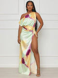 Sleeveless Tie-Dye Split Maxi Dresses