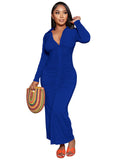 V Neck Long Sleeve Bodycon Ruched Midi Dresses