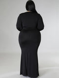 Long Sleeve V Neck Bodycon Maxi Dresses