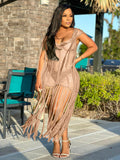 Tassel Hollow Out Fringed Beach Maxi Dresses