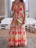 Gradient Print Halter Backless Maxi Dress