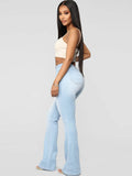 Denim Solid Color Bodycon Flare Pants