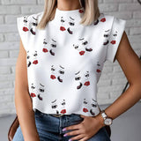 Cool Face Print Round Neck Off Shoulder Long Sleeve T-Shirt