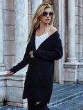 Contrast Color Loose Mid-Length Pocket Knitted Cardigan