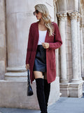 Contrast Color Loose Mid-Length Pocket Knitted Cardigan