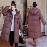 Hooded Thick Long Over-the-knee Cotton-padded Coat