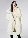 White Duck Down Loose Thickened Hooded Slim Coat