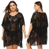 Plus Size Sexy Cover Up Beachwear Lace Cut-Out Beach Dress