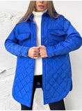 Buckle Lapel Loose Rhombus Cotton-padded Jacket