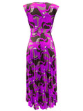 Sleeveless Printed Pleated Bodycon Maxi Dresses