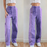 Temperament High Waist Corduroy Panel Pants