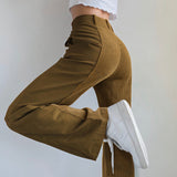 Temperament High Waist Corduroy Panel Pants