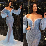V-Neck See-Through Fishtail Evening Dresses