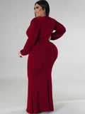 Long Sleeve V Neck Bodycon Maxi Dresses