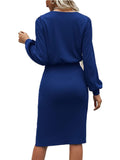 Long Sleeves Side Split Bodycon Midi Dresses