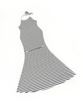 Striped Strapless Fishtail Maxi Dress