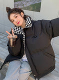 Checkerboard Loose Cotton-padded Down Jacket