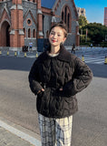 Short Drawstring Waist Cotton-padded Jacket