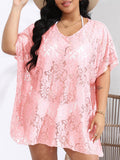 Plus Size Sexy Cover Up Beachwear Lace Cut-Out Beach Dress