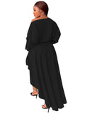 Long Sleeve Ruched Side Split Maxi Dresses