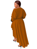 Long Sleeve Ruched Side Split Maxi Dresses