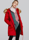 Long Cotton-padded Jacket Wool Collar Hat Lamb Cashmere