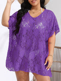 Plus Size Sexy Cover Up Beachwear Lace Cut-Out Beach Dress