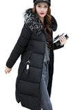 Warm Winter Jacket Women Big Fur Thick Slim