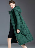 Loose Long-sleeved over-the-knee Hooded Down Jacket