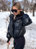 Women PU Leather Winter Thick Warm Short Parkas