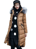 Hooded Coat Fur Collar Thicken Warm Long Jacket