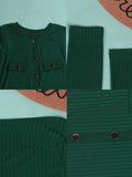 Long Sleeve Knit Button Midi Dresses