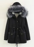 Long Cotton-padded Jacket Heavy Fur Collar Hat