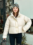 Collar Lamb Wool Splicing Loose Cotton-padded Coat