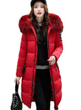 Warm Winter Jacket Women Big Fur Thick Slim