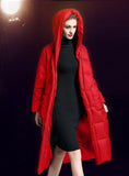 Over-the-knee Hooded Loose Thickened Slim Down Jacket