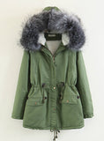 Long Cotton-padded Jacket Heavy Fur Collar Hat