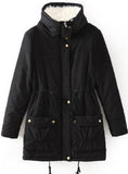 Slim Fit Medium Long Lamb Wool Cotton-padded Jacket