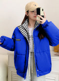 Checkerboard Loose Cotton-padded Down Jacket