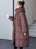 Hooded Thick Long Over-the-knee Cotton-padded Coat