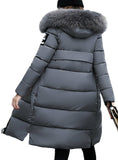 Warm Winter Jacket Women Big Fur Thick Slim